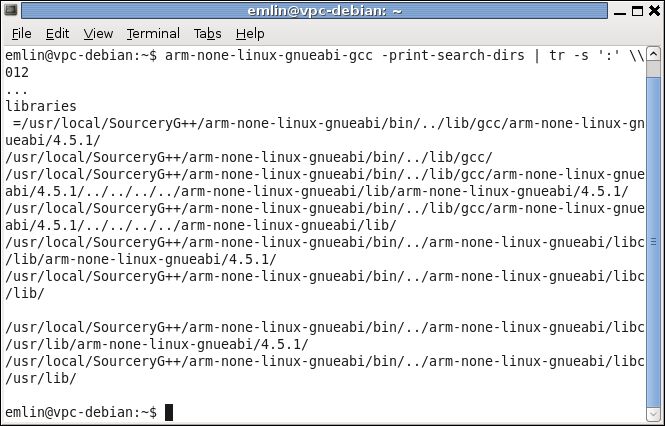 obrázek vystup-prikazu-gcc-print-search-dirs-arm