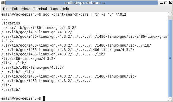 obrázek vystup-prikazu-gcc-print-search-dirs-x86